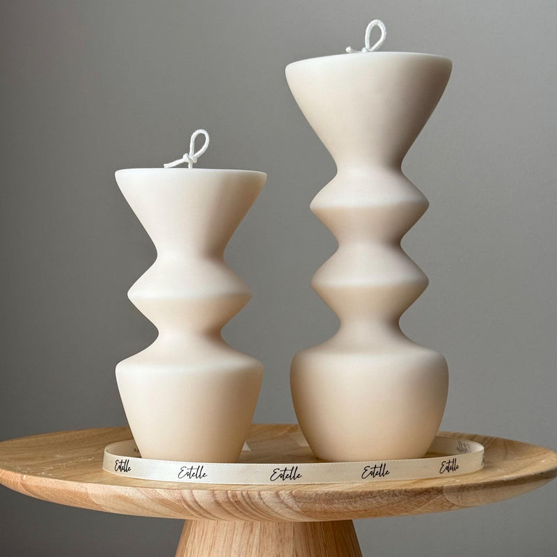 Hand Poured Soy Wax Candle Duo: Geometric Vase Pillar Candles-1