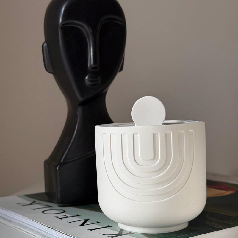 Geometric Soy Wax Candle in Jesmonite Jar: Handmade Scented Candle-2