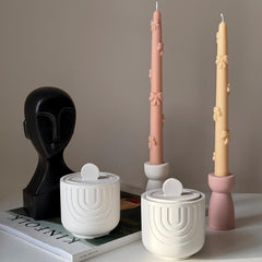 Geometric Soy Wax Candle in Jesmonite Jar: Handmade Scented Candle-4