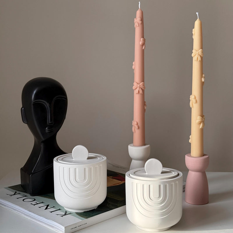 Geometric Soy Wax Candle in Jesmonite Jar: Handmade Scented Candle-4
