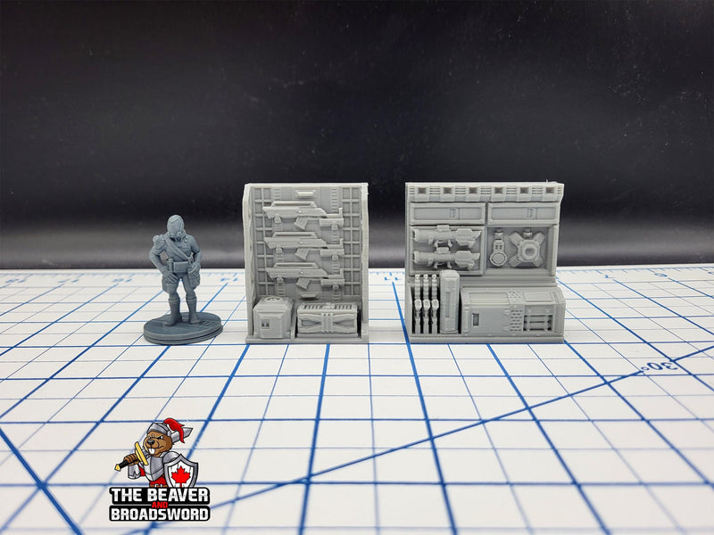 Scifi Small Armory - EC3D , Infinity, Legion, Sci-fi, Cyberpunk, Starfinder, tabletop terrain, Sci-fi Scenery, Wargaming, Space, Weapons-1