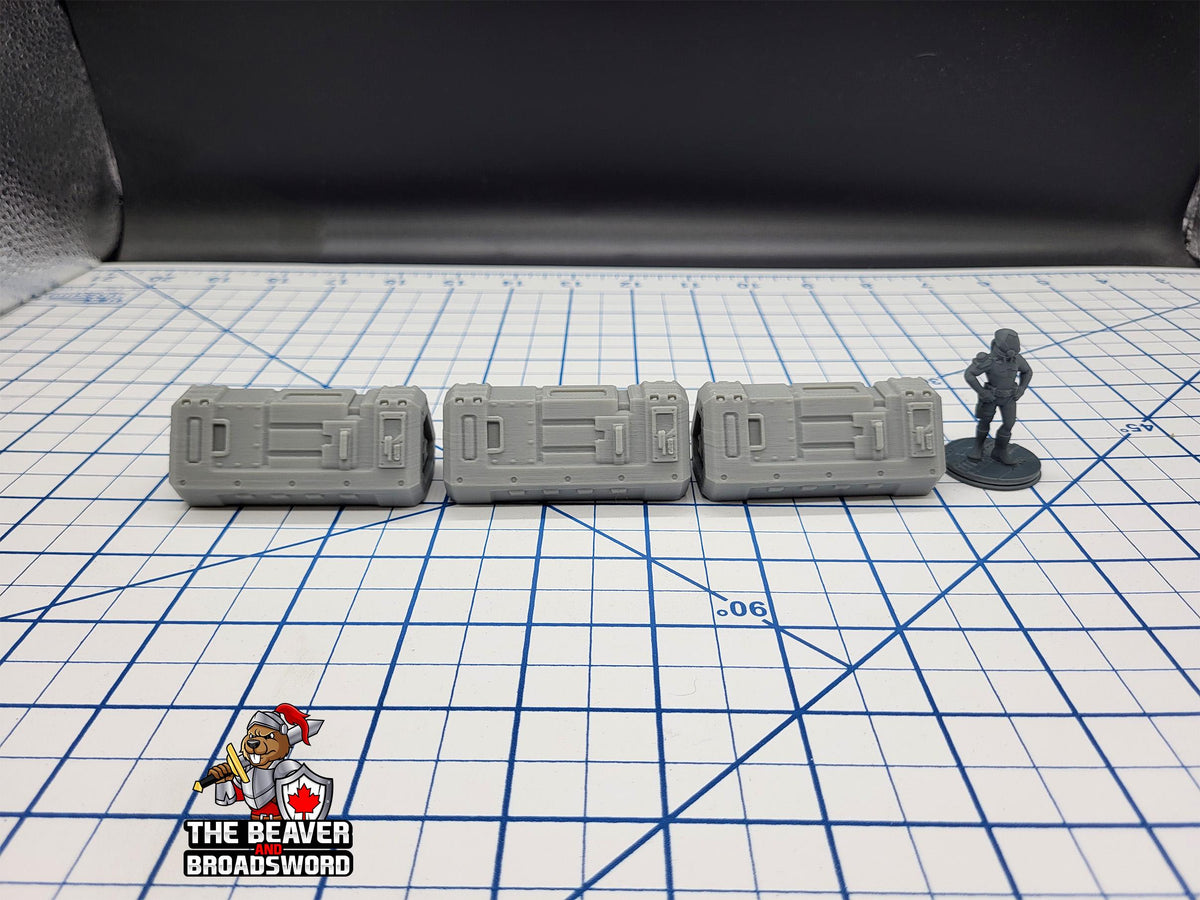 Scifi Medium Cargo Containers - EC3D , Infinity, Legion, Cyberpunk, Starfinder, tabletop terrain, Sci-fi Scenery, Wargaming, Space Hangar-2