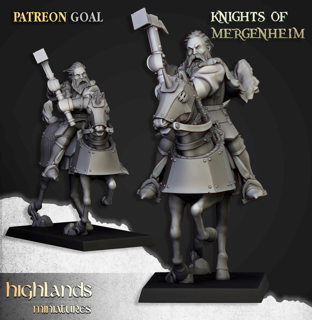 Knights of Mergenheim Miniature Set - 28/32mm Scale Premium Resin Models for Wargaming and RPG, DnD, Human, Sunland, Durable, High Quality-3