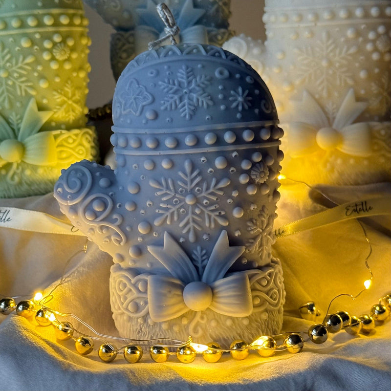 Hand Poured Christmas Mitten Candle: Festive Soy Decor-2