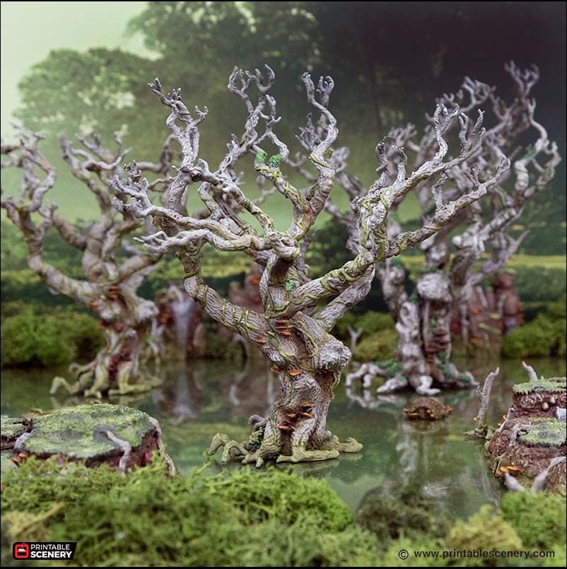 Wildwood Trees - The Gloaming Swamps by Printable Scenery, DnD, Wargaming, High Quality 3D Printed, Swamp Theme, 28mm 32mm scales, D&D-6
