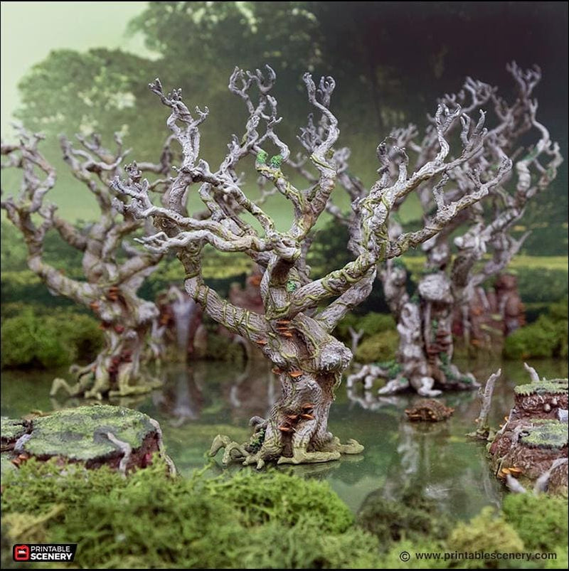 Wildwood Trees - The Gloaming Swamps by Printable Scenery, DnD, Wargaming, High Quality 3D Printed, Swamp Theme, 28mm 32mm scales, D&D-6