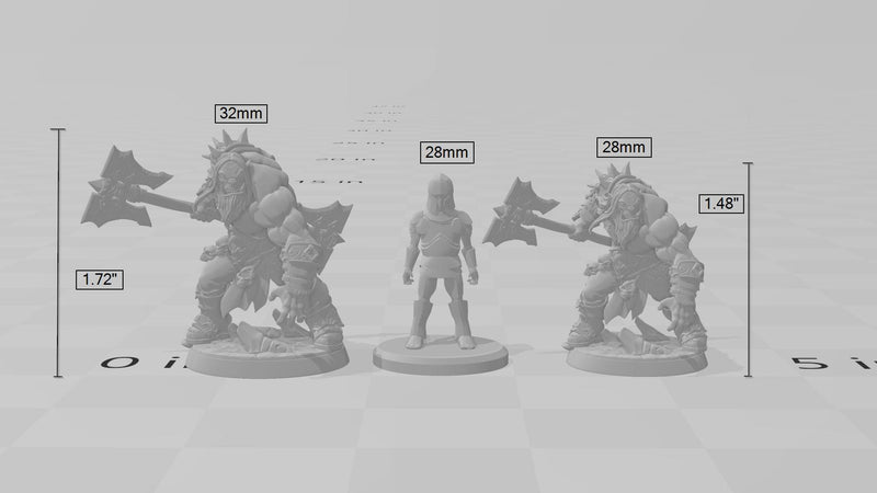 Mountain Orc A Fighter, Barbarian, Ranger premium DnD mini - High Quality Resin Printed 28mm 32mm Tabletop Miniature, Tough Durable Figurine-2