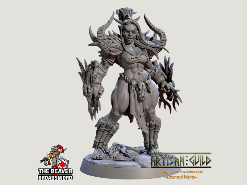 Mountain Orc Female Shaman, Monk, Fighter premium DnD mini - High Quality Resin Printed 28mm 32mm Tabletop Miniature, Tough Figurine-1