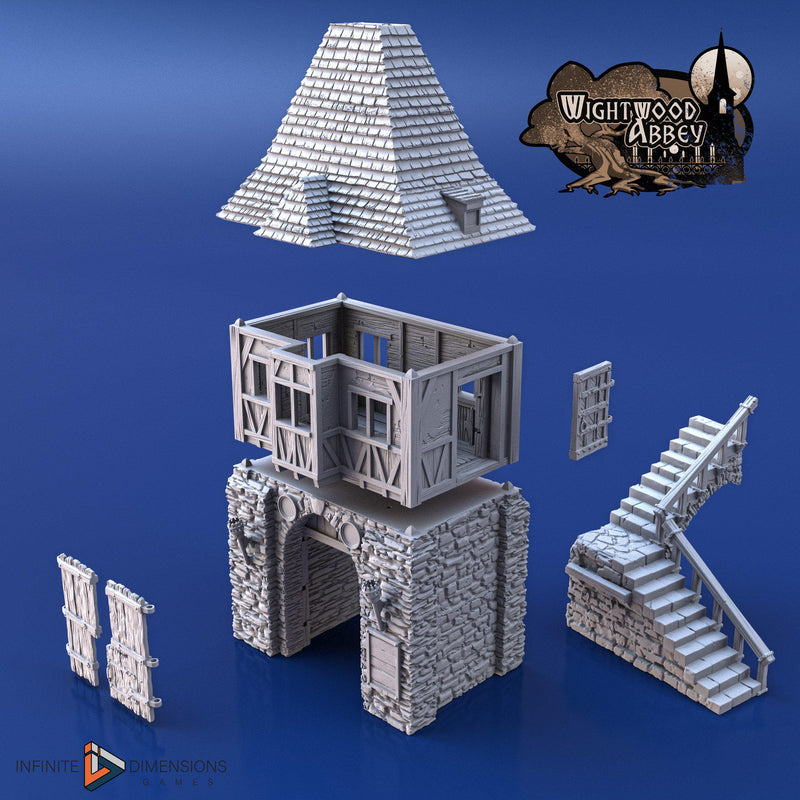 Gatehouse - Whitewood Abbey Set | Diorama | DnD | Wargaming | Building | Village | Town -  High Quality 3D Printed, 15mm, 28mm, 32mm-3