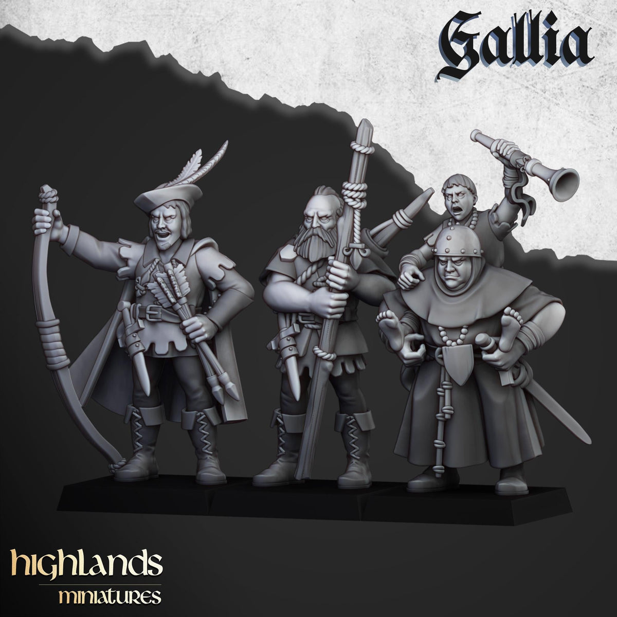 Sherwood Archers - 28/32mm Scale Premium Resin Models for Wargaming and ttRPG, DnD, Human, Gallia, Durable, High Quality, Archer Unit, Hero-3