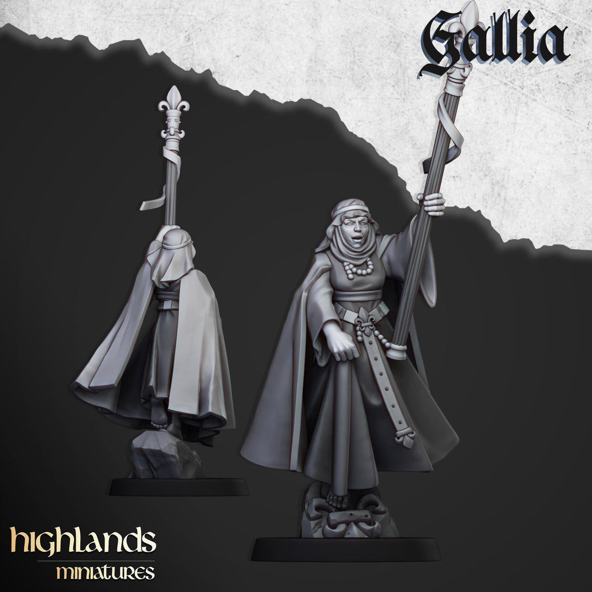Damsel of Gallia on Foot mini - 28/32mm Scale Premium Resin Models for Wargaming and ttRPG, DnD, Human, Gallia, Durable, High Quality-1