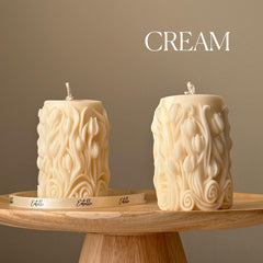 Handmade Tulip Soy Wax Pillar Candle: Home Decor Gift-3