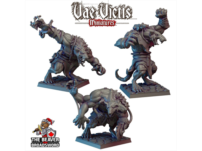 Giant Rat Warband Mini set- Monster, Mutant, Wererat, DnD, Fantasy- High Quality Resin Printed 28mm 32mm Tabletop Miniatures, Tough Figurine-1