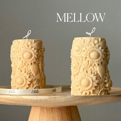 Handmade Sunflower Soy Pillar Candle: Home Decor Gift-4
