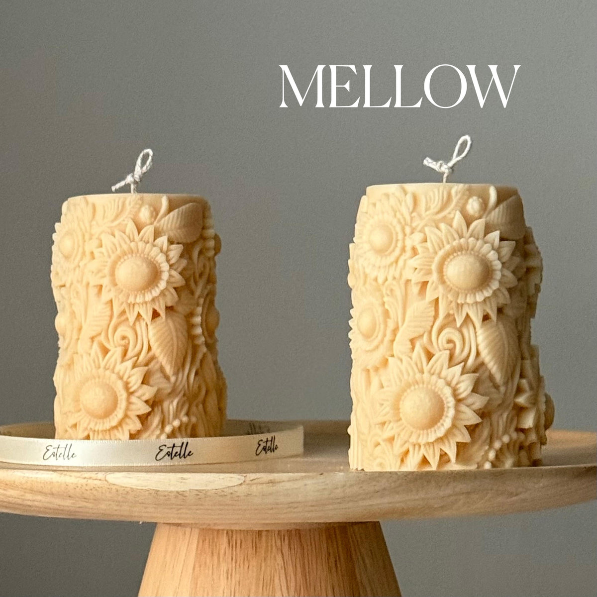Handmade Sunflower Soy Pillar Candle: Home Decor Gift-4