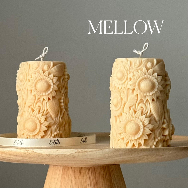 Handmade Sunflower Soy Pillar Candle: Home Decor Gift-4