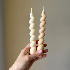 Handmade Spiral Soy Wax Taper Candle: Decorative Centerpiece-4
