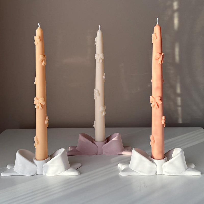 Bowtie Jesmonite Candlestick Holder: Modern Table Decor-3
