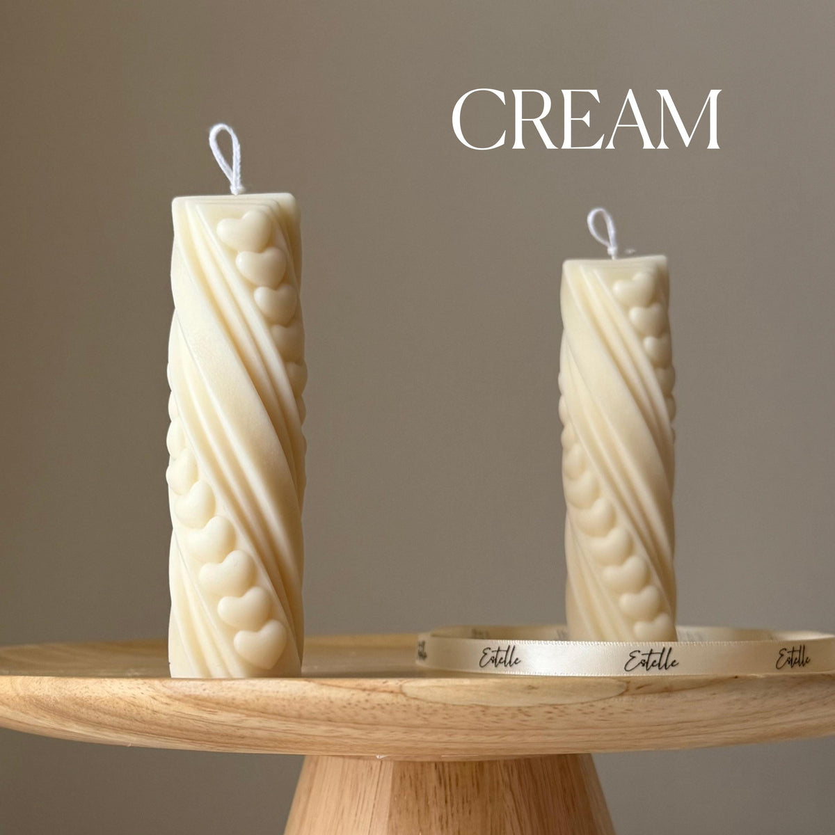 Tiny Hearts Soy Wax Pillar Candle: Handmade Sculptural Decor-3