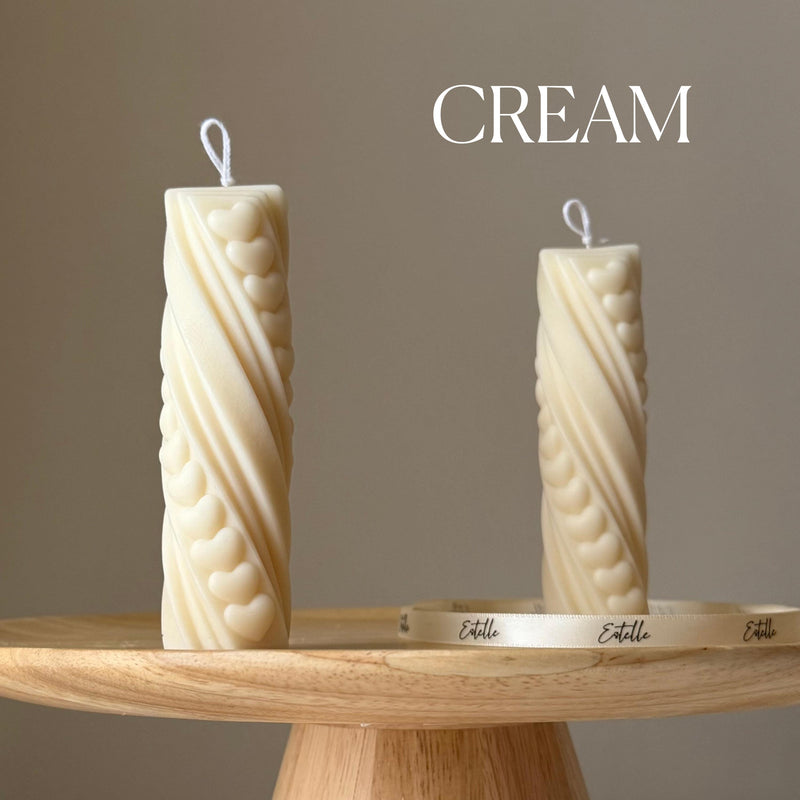 Tiny Hearts Soy Wax Pillar Candle: Handmade Sculptural Decor-3