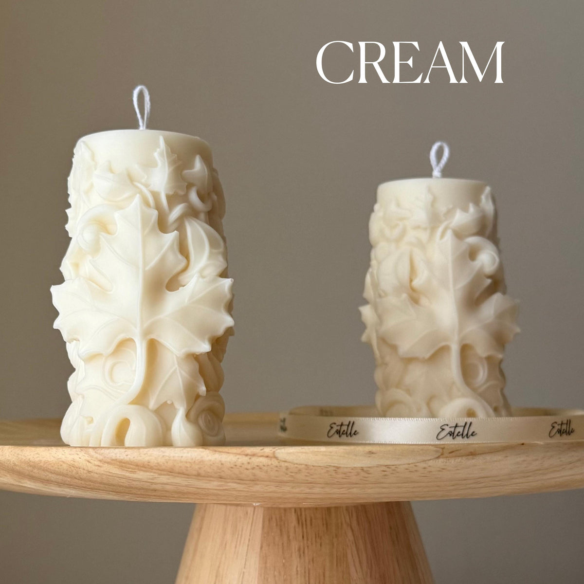 Handmade Maple Leaf Soy Pillar Candle: Home Decor Gift-3