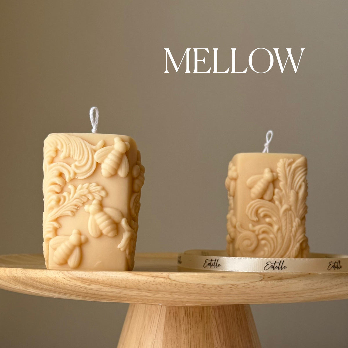 Bees Soy Pillar Candle: Handmade Home Decor-4