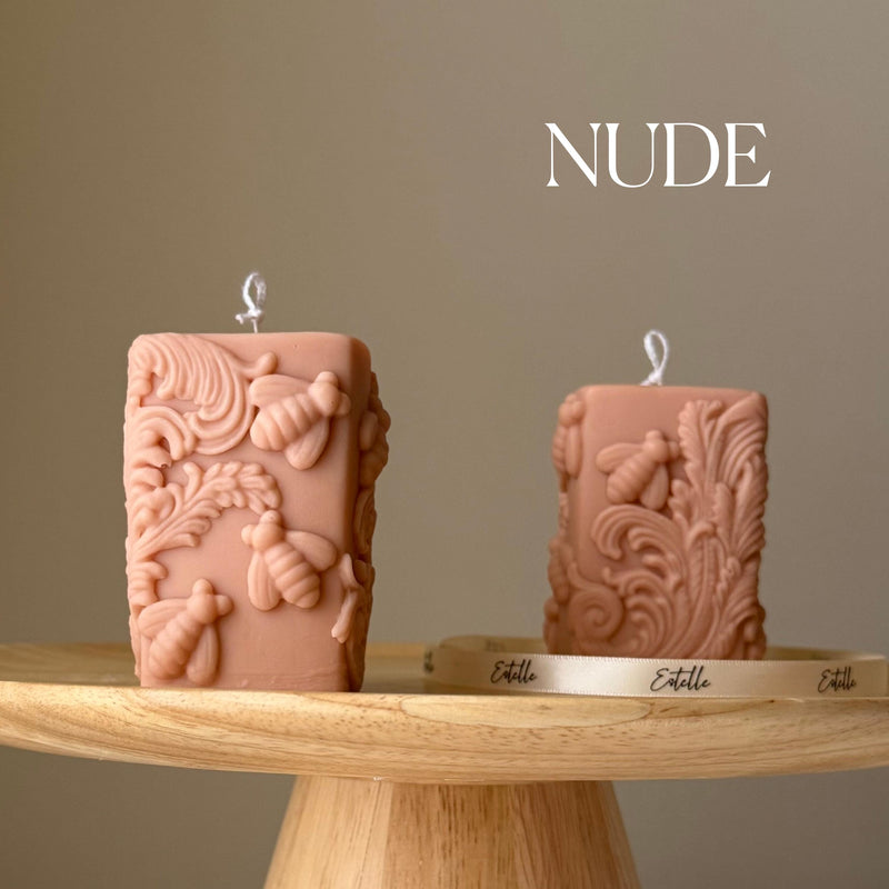 Bees Soy Pillar Candle: Handmade Home Decor-2