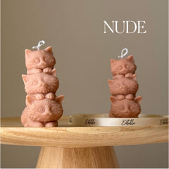 Sculptural Tiny Kittens Candle: Handmade Soy Wax Home Decor-2