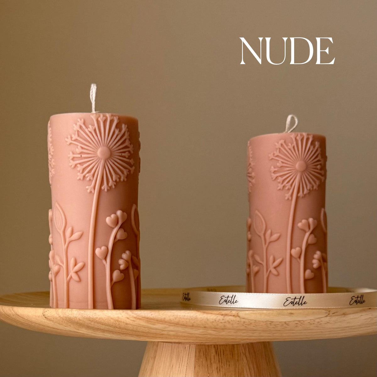 Dandelions Soy Pillar Candle: Handmade Home Decor (12cmx5.5cm)-2