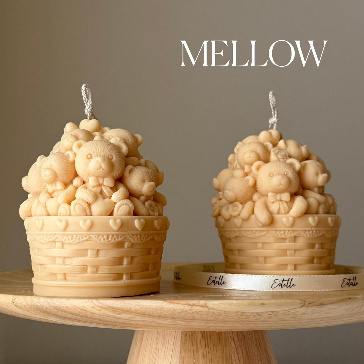 Teddy Bears Basket Candle: Shaped Soy Wax Candle, Home Decor-4