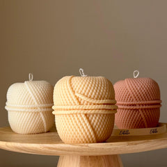 Knitting Wool Soy Candle: Handmade Pillar Candle, Home Decor-1