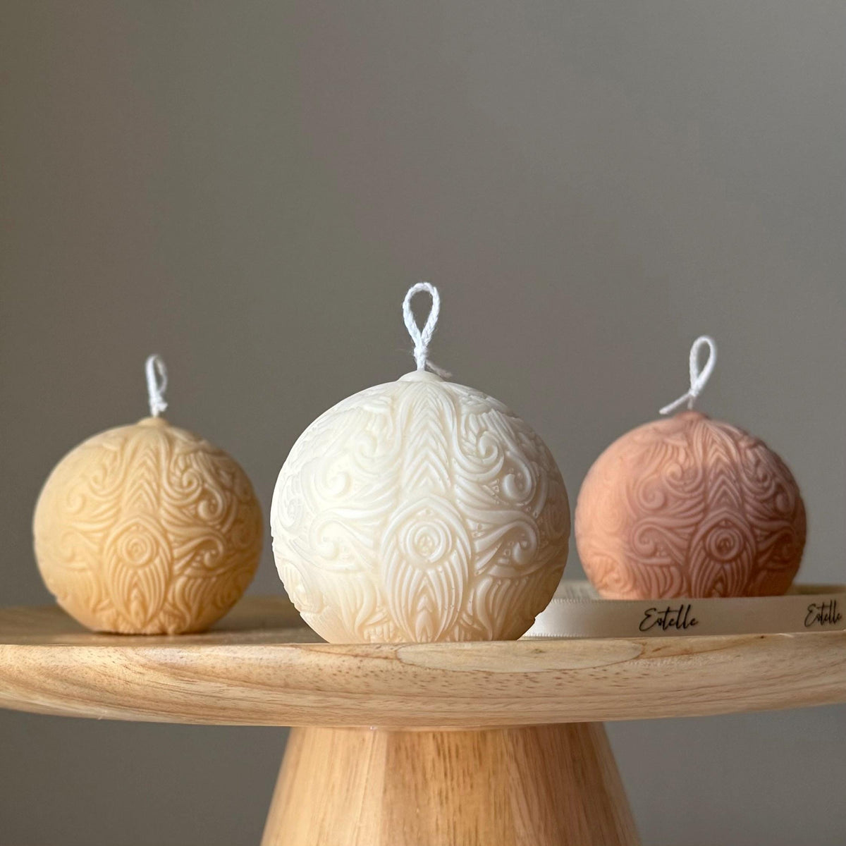 Patterned Ball Soy Candle: Handmade Home Decor, New Home Gift-1