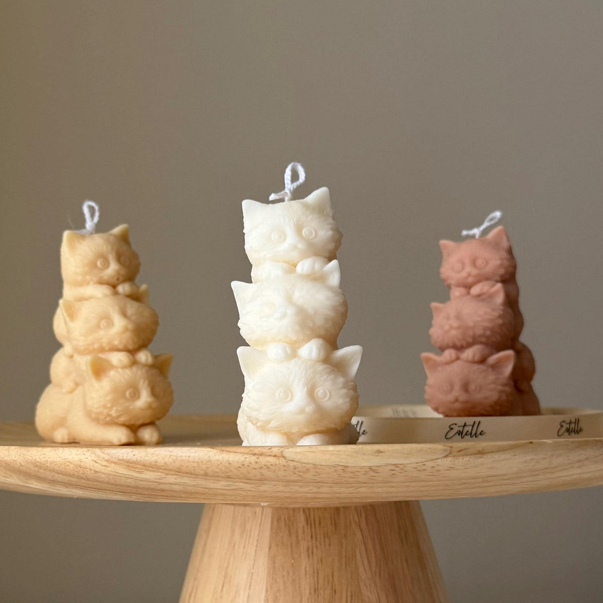 Sculptural Tiny Kittens Candle: Handmade Soy Wax Home Decor-1