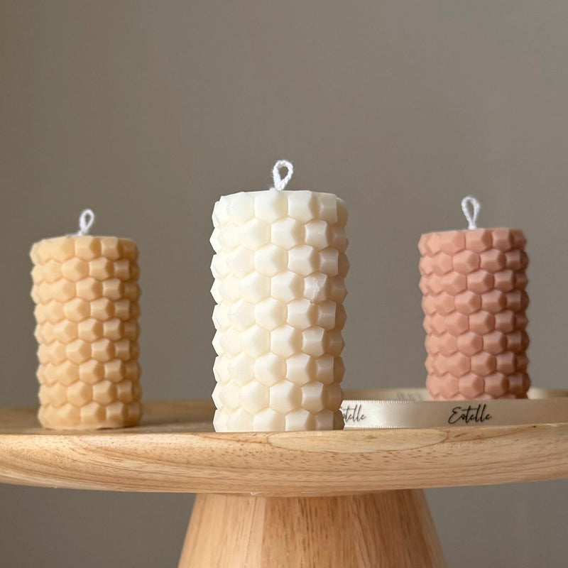 Honeycomb Soy Pillar Candle: Handmade Home Decor-1