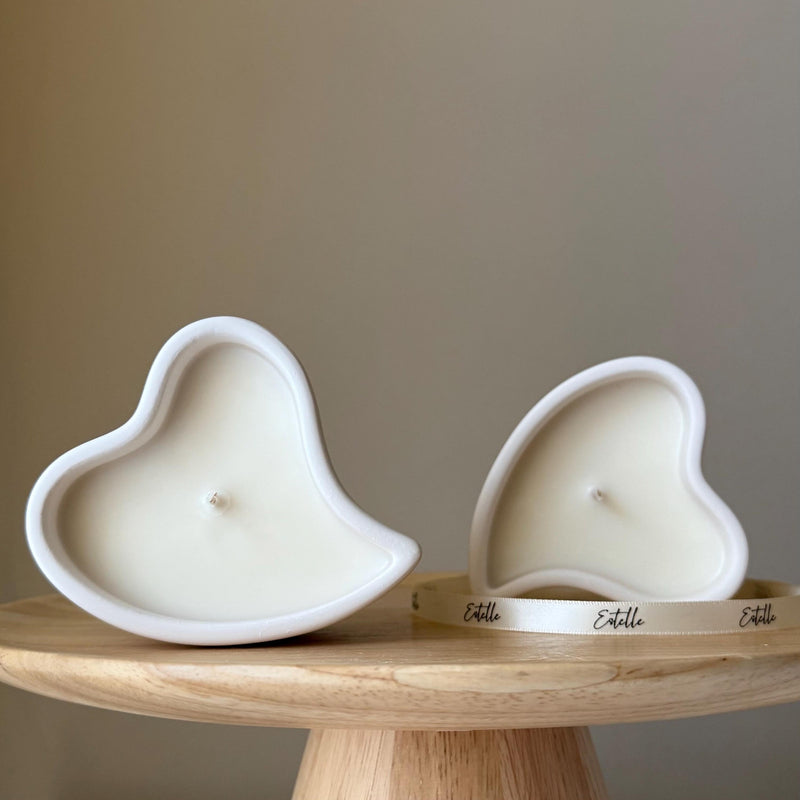 Heart Shaped Soy Wax Candle in Jesmonite Jar: Handmade Scented Candle-3