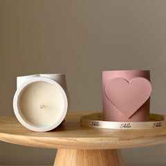 Heart Shaped Soy Wax Candle: Jesmonite Vessel, Handmade Scented Candle-2