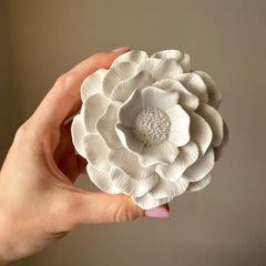 Camelia Flower Soy Wax Candle in Jesmonite Jar: Handmade Scented Candle-2
