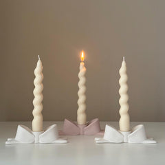 Bowtie Jesmonite Candlestick Holder: Modern Table Decor-1