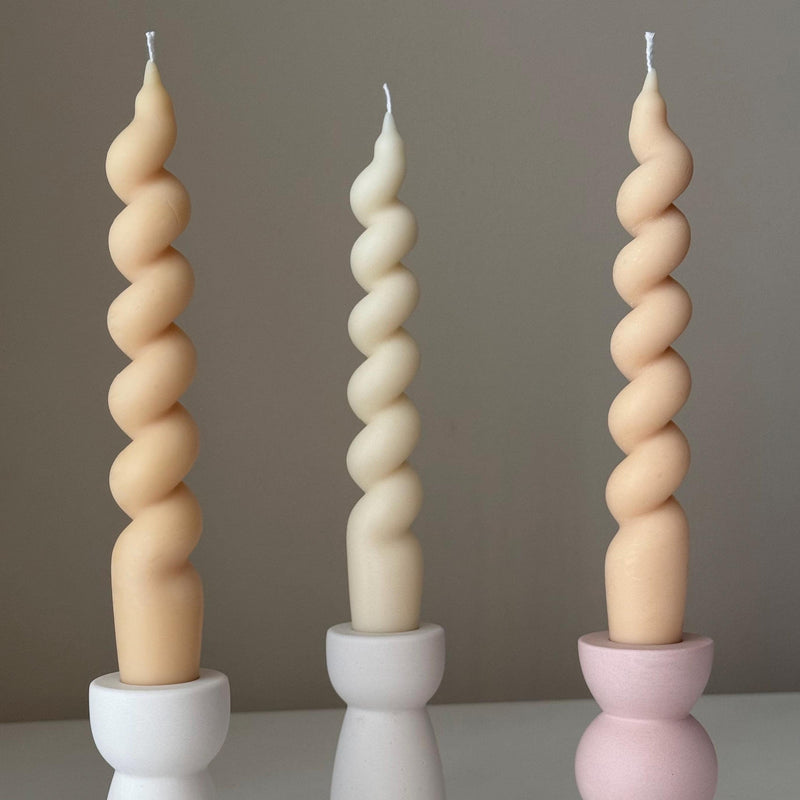 Handmade Spiral Soy Wax Taper Candle: Decorative Centerpiece-3