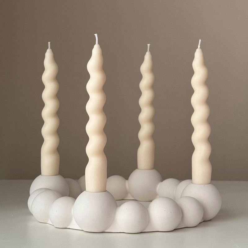 Bubbles Candlestick Holder: Jesmonite Taper Candle, Wedding Table Decor-1