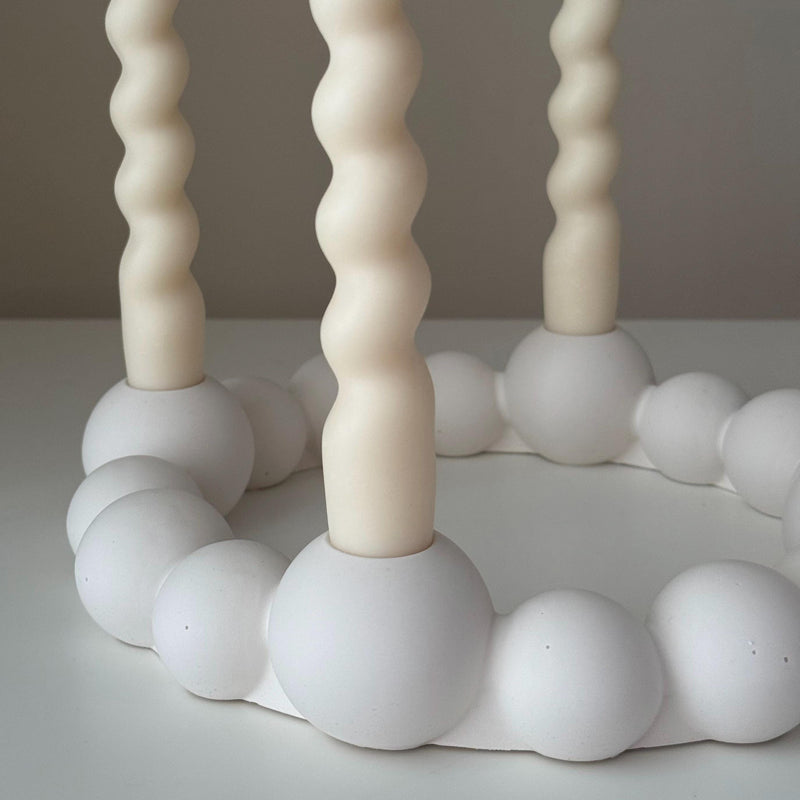 Bubbles Candlestick Holder: Jesmonite Taper Candle, Wedding Table Decor-2