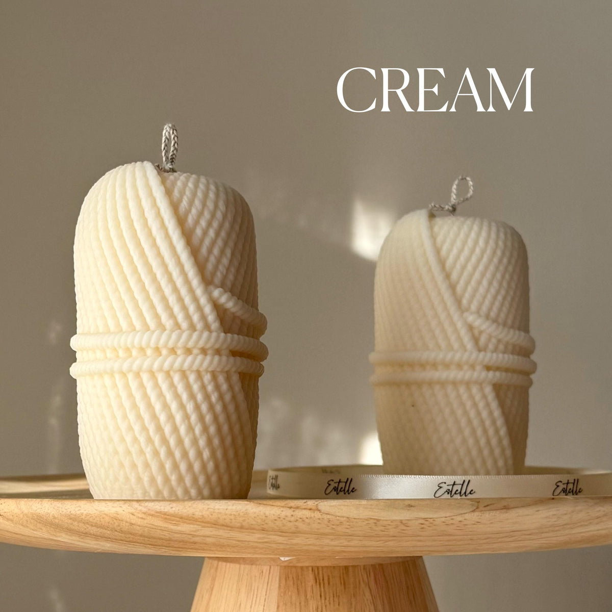 Knitting Wool Soy Pillar Candle: Handmade Home Decor-3