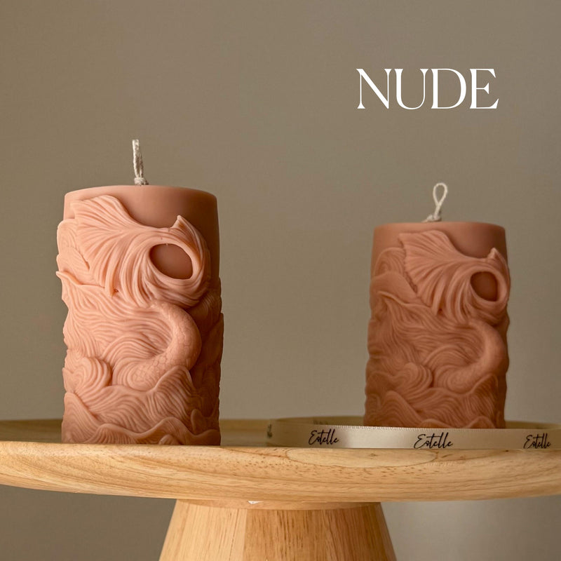 Fishtail Soy Pillar Candle: Handmade Home Decor-2
