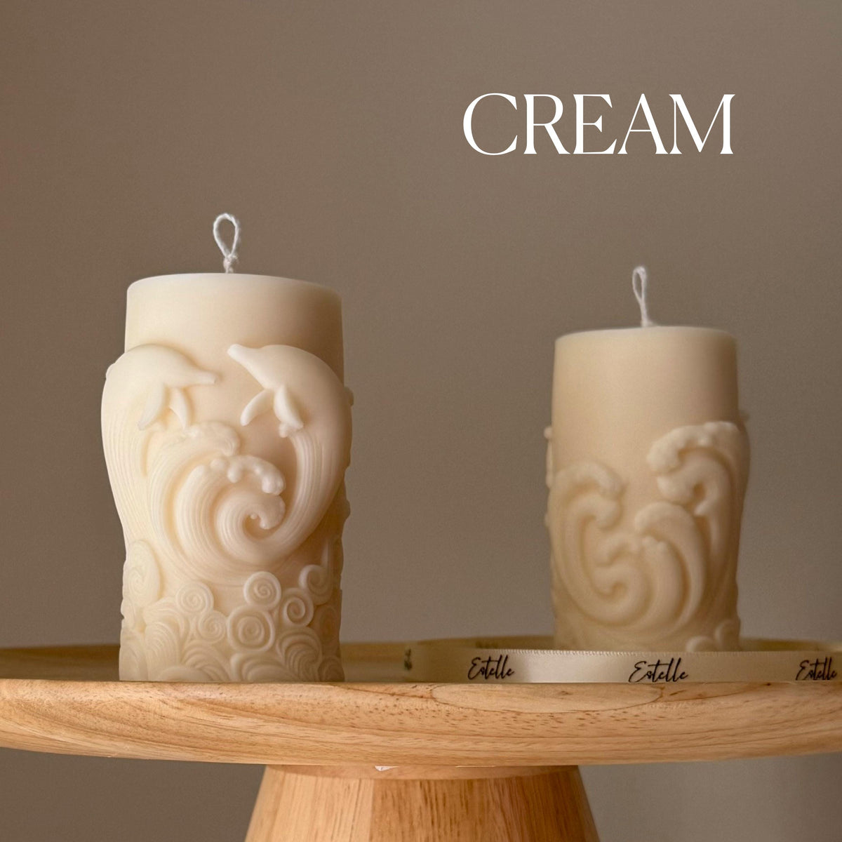 Dolphin Pillar Candle: Handmade Soy Wax Home Decor-3