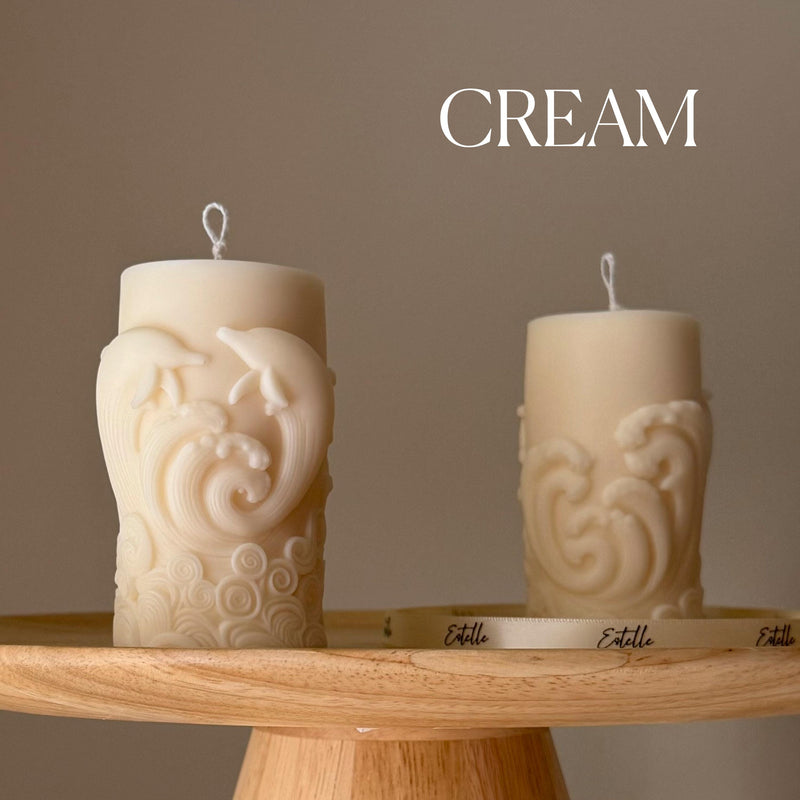 Dolphin Pillar Candle: Handmade Soy Wax Home Decor-3