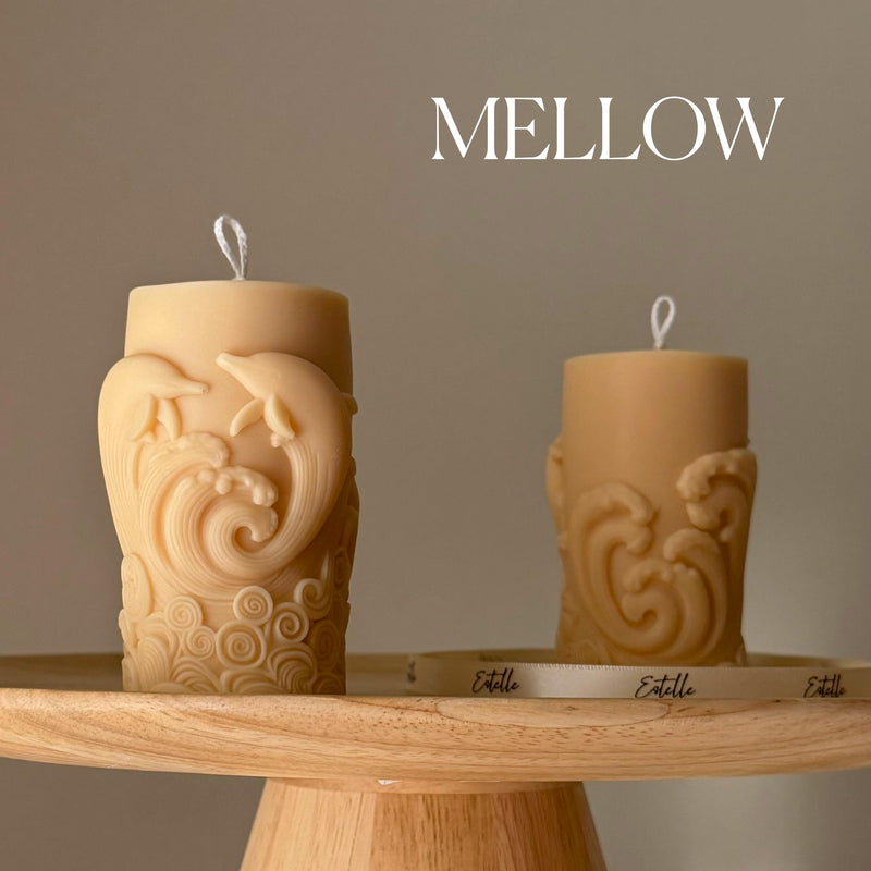 Dolphin Pillar Candle: Handmade Soy Wax Home Decor-4