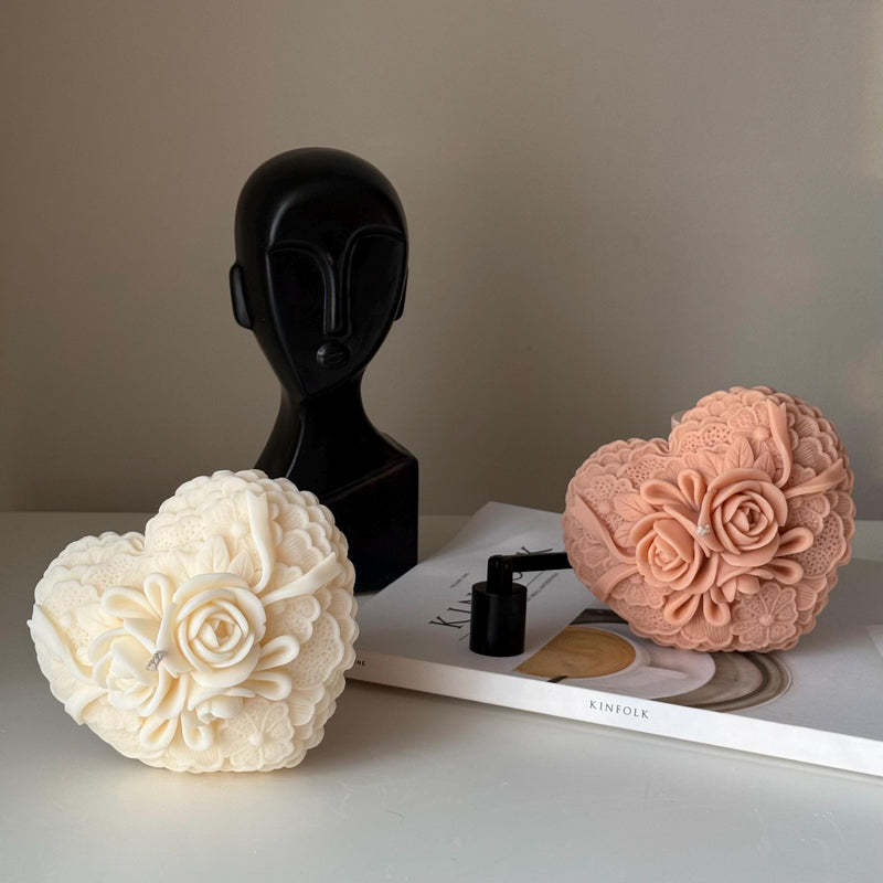 Flower Heart Soy Candle: Handmade Home Decor Gift-5