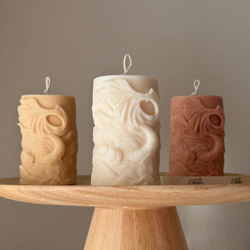 Fishtail Soy Pillar Candle: Handmade Home Decor-1
