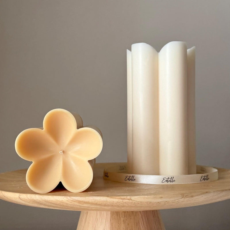 Flower Pillar Soy Candle: Handmade Home Decor, New Home Gift-1