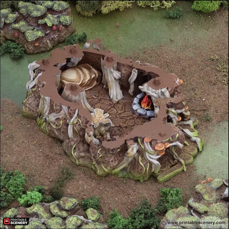 Giant Swamp Tree and Hovel - The Gloaming Swamps by Printable Scenery, DnD, Wargaming, High Quality 3D Printed, 28mm 32mm scales, D&D-7